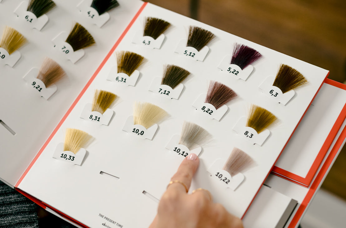 Assorment of Davines hair color samples