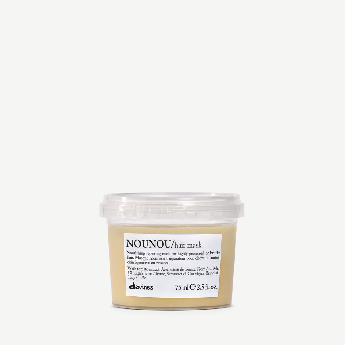 Translation missing: en.products.general.vendor: ESSENTIAL HAIRCARE NOUNOU Hair Mask <p>Nourishing and repairing mask for damaged or very dry hair.</p>
-100x.jpg?v=1760460091
